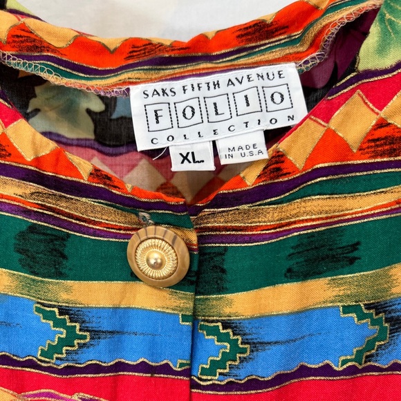 Saks Fifth Avenue Folio Collection Dress Sz XL.  Multicolored.  Cotton/rayon - Picture 4 of 8